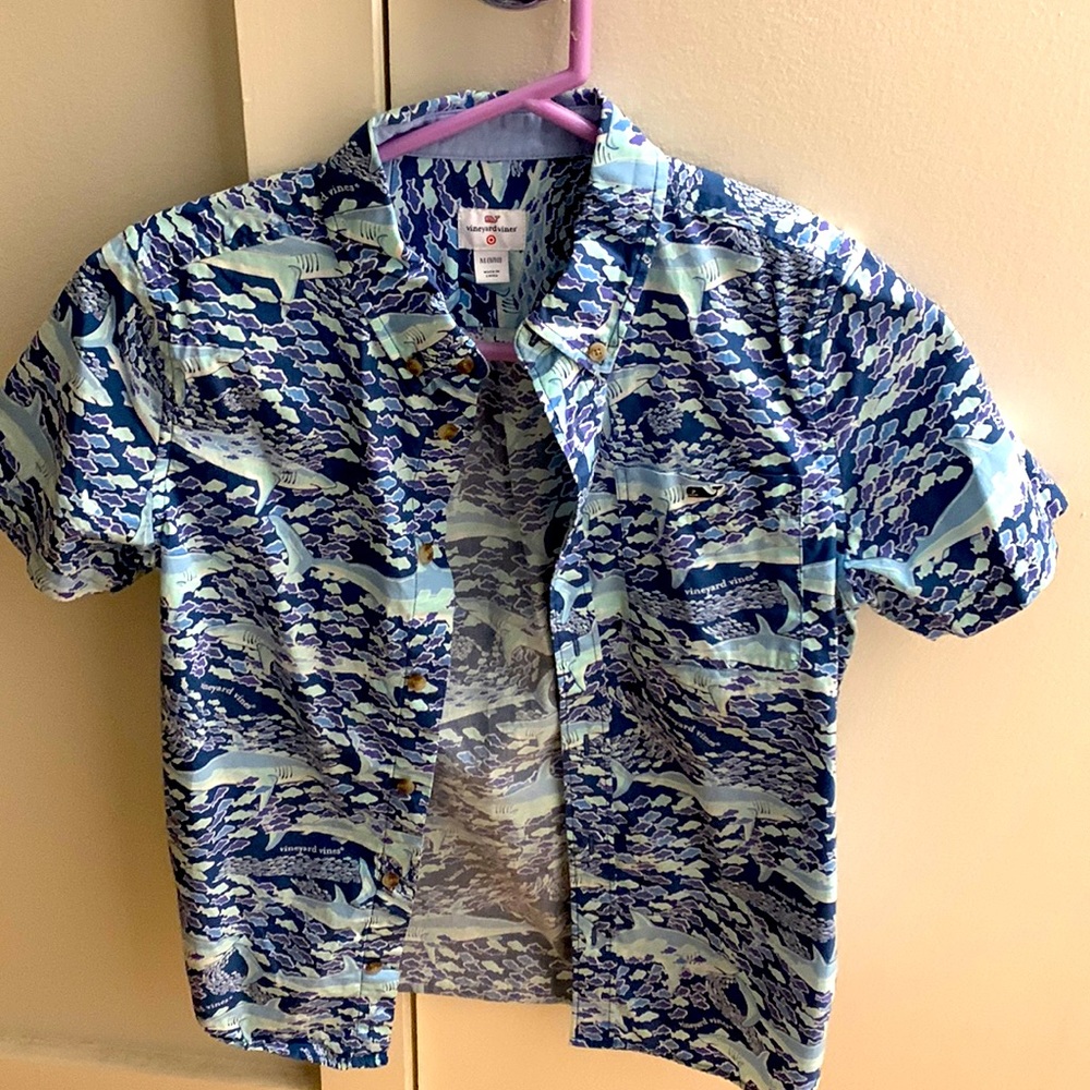 Boys Medium Vineyard Vines for Target shirt. Fun shark motif.